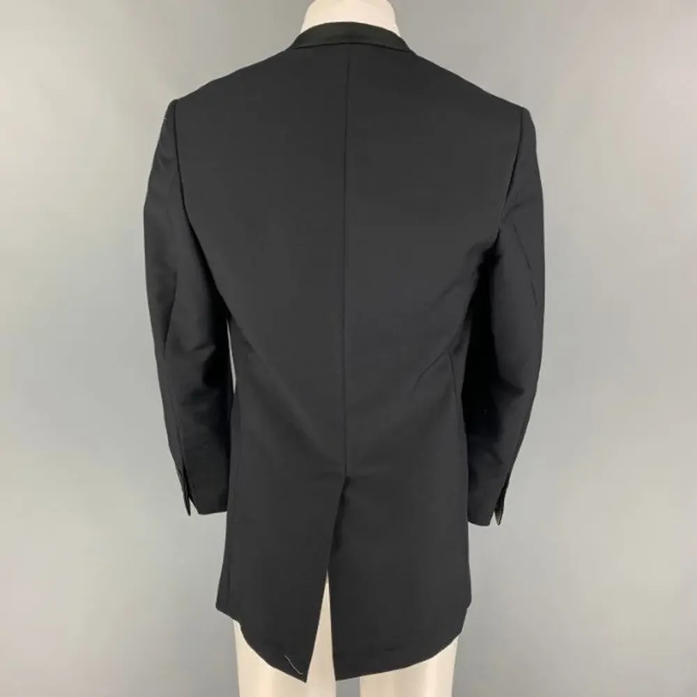 AQUASCUTUM Size 40 Black Wool Silk Shawl Collar Sport Coat
